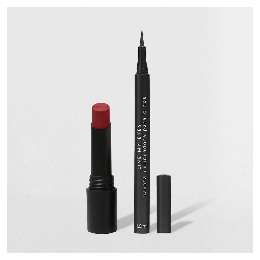 Kit Batom Vermelho + Caneta Delineadora Océane Edition (2 Produtos)