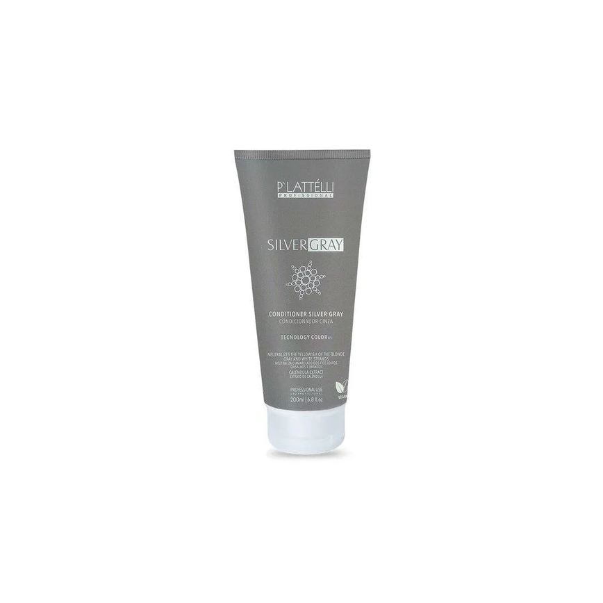 Condicionador Vegano Matizador Plattélli Silver Gray Efeito Pérola 200ml
