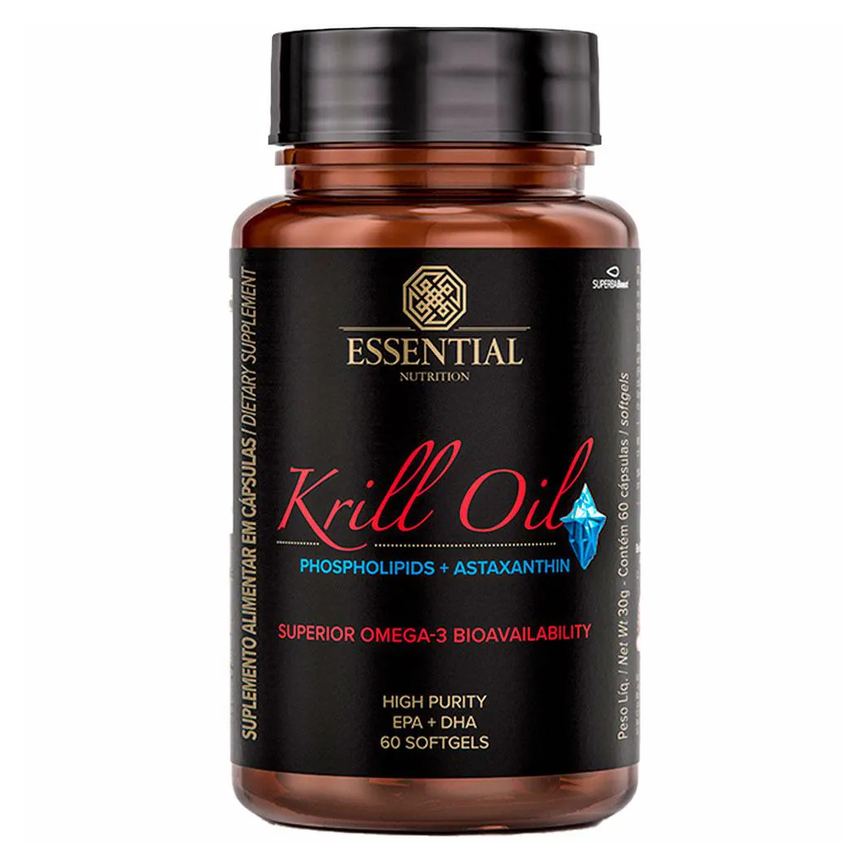 Krill Oil Ômega-3 + Astaxantina - 60 Capsulas - Essential Nutrition