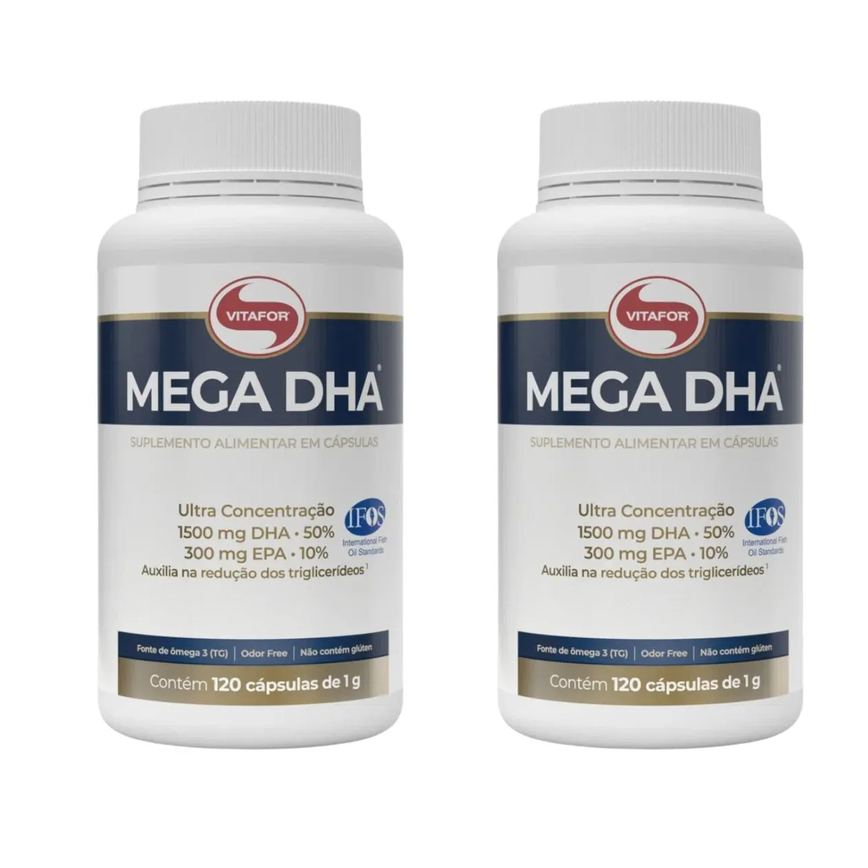 Kit 2 Mega Dha 1500Mg Epa 300Mg Certificado 120 Caps Vitafor