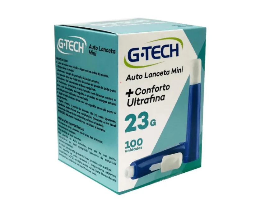 Auto Lanceta Mini G-tech 23g 100 unidades Ultrafina Conforto