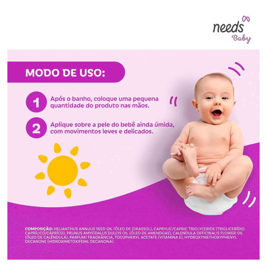 Óleo Hidratante Corporal Infantil Needs Baby Algodão 200ml