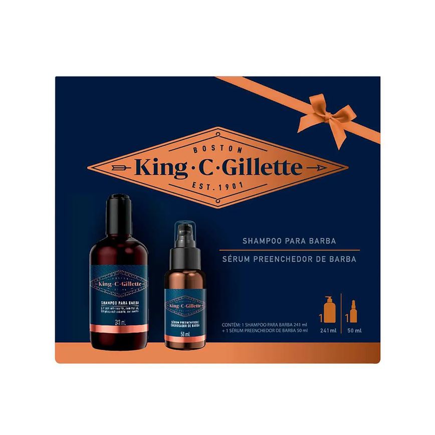 Kit King C. Gillette para Barba Shampoo 241ml + Sérum Preenchedor 50ml