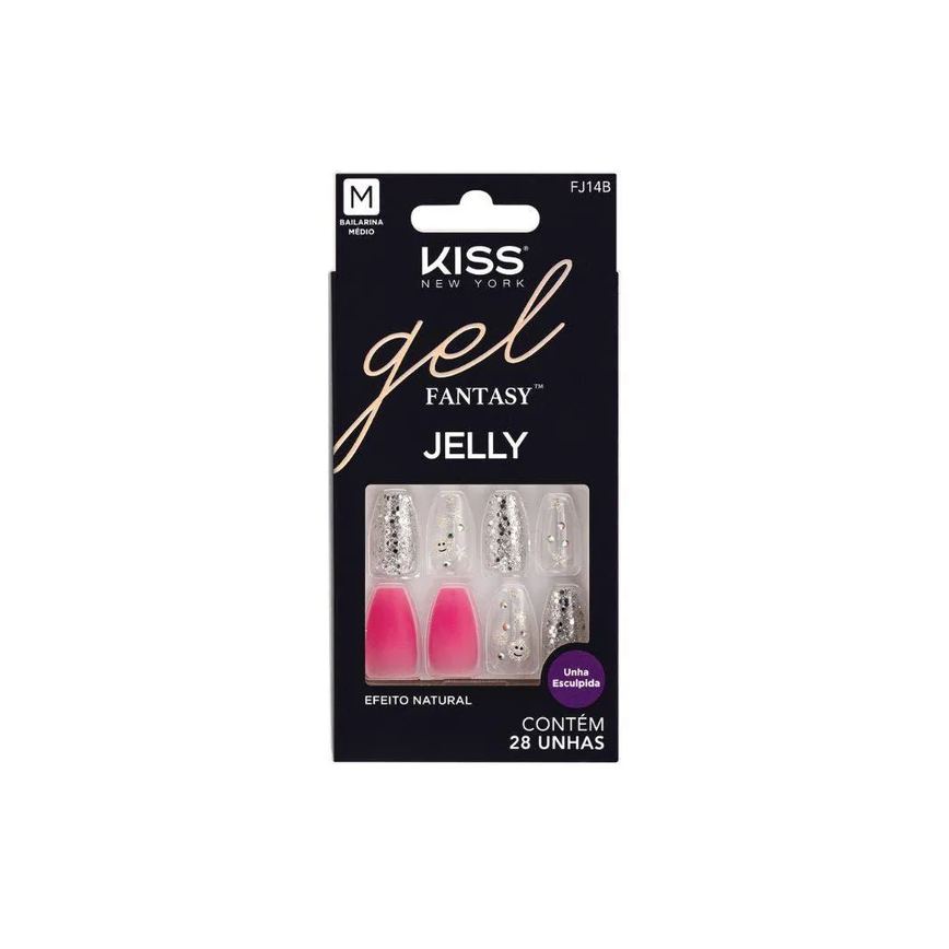 Unha Postiça Kiss Ny Gel Fantasy Fun Jelly