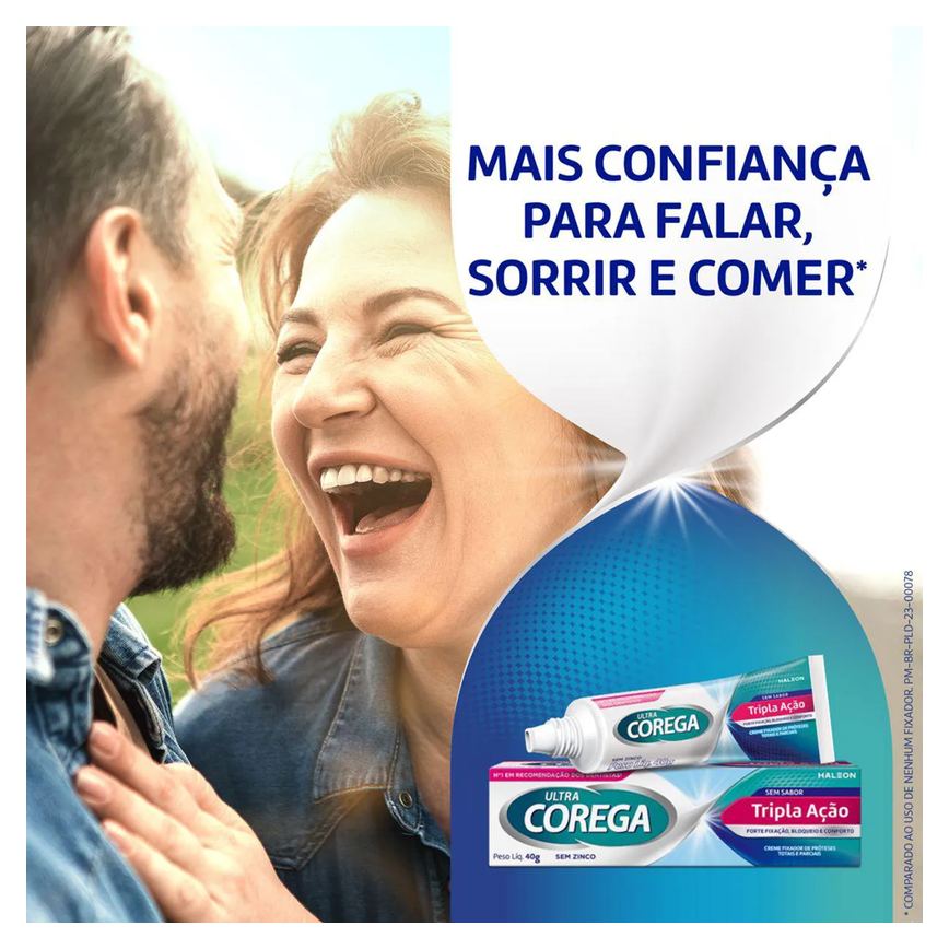 Kit Corega Creme Fixador Ultra Tripla Ação Sem sabor 70g + Tabs Limpeza 3 Minutos 6 Pastilhas
