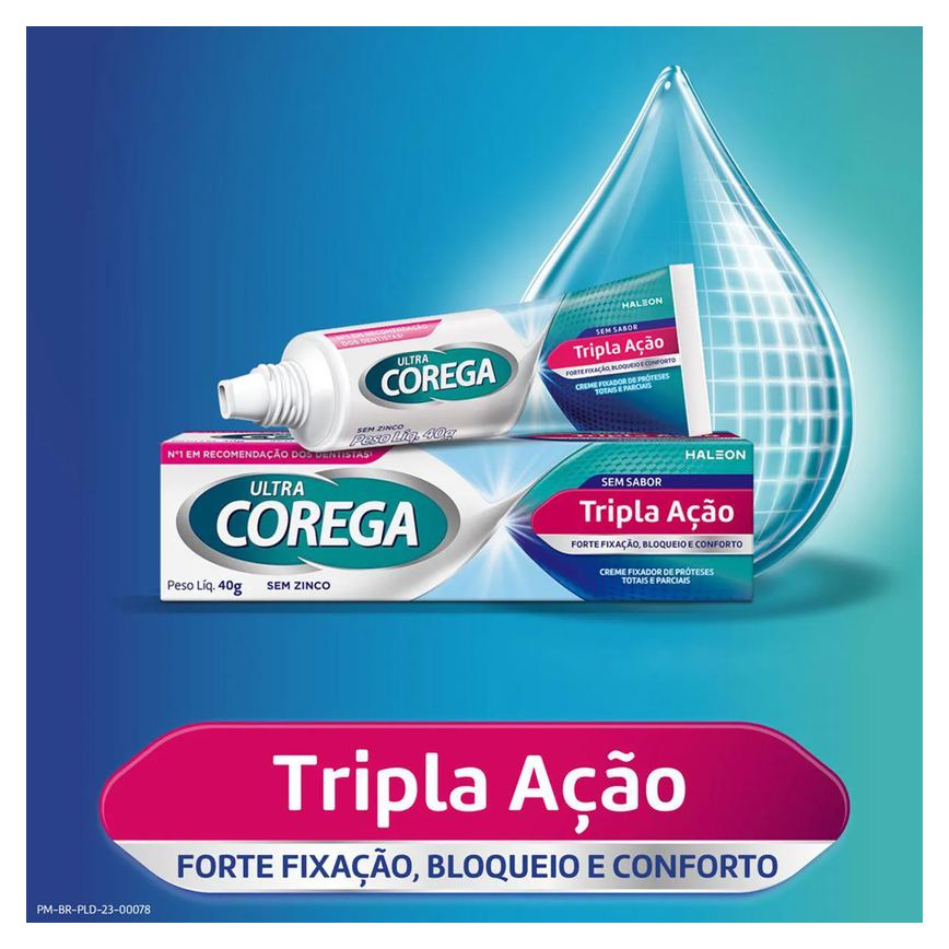 Kit Corega Creme Fixador Ultra Tripla Ação Sem sabor 70g + Tabs Limpeza 3 Minutos 6 Pastilhas