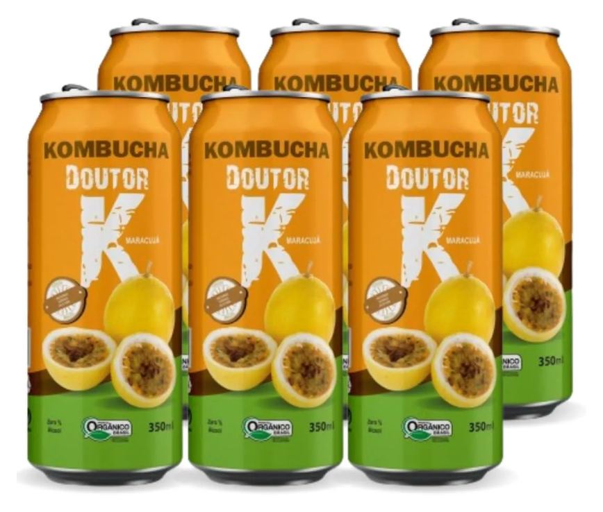 Kit com 06 - Kombucha Orgânica Sabor Maracujá 350ml Drk