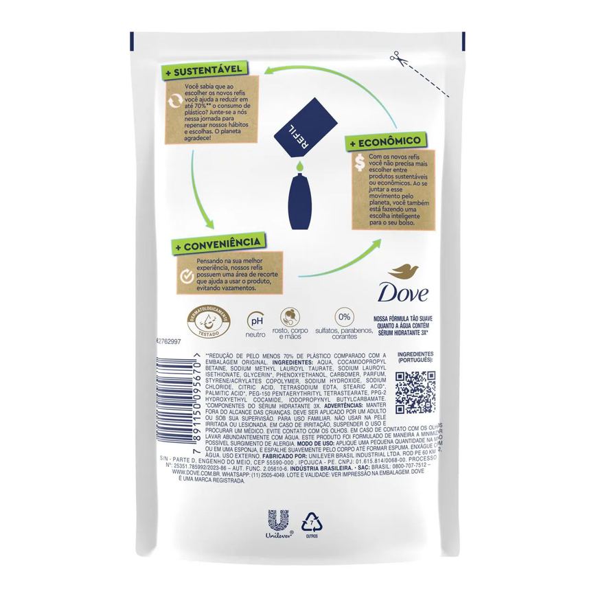 Refil Sabonete Líquido Dove Pele Sensível com Glicerina 200ml