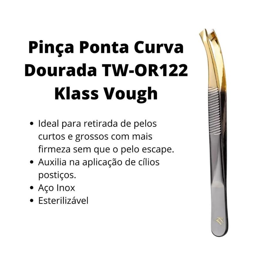 Klass Vough Pinça Ponta Curva Dourada Tw-or122