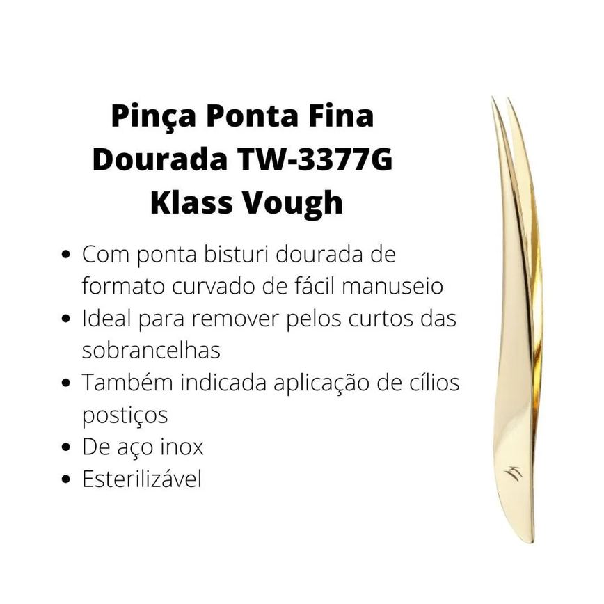 Klass Vough Pinça Ponta Fina Dourada Tw-3077g