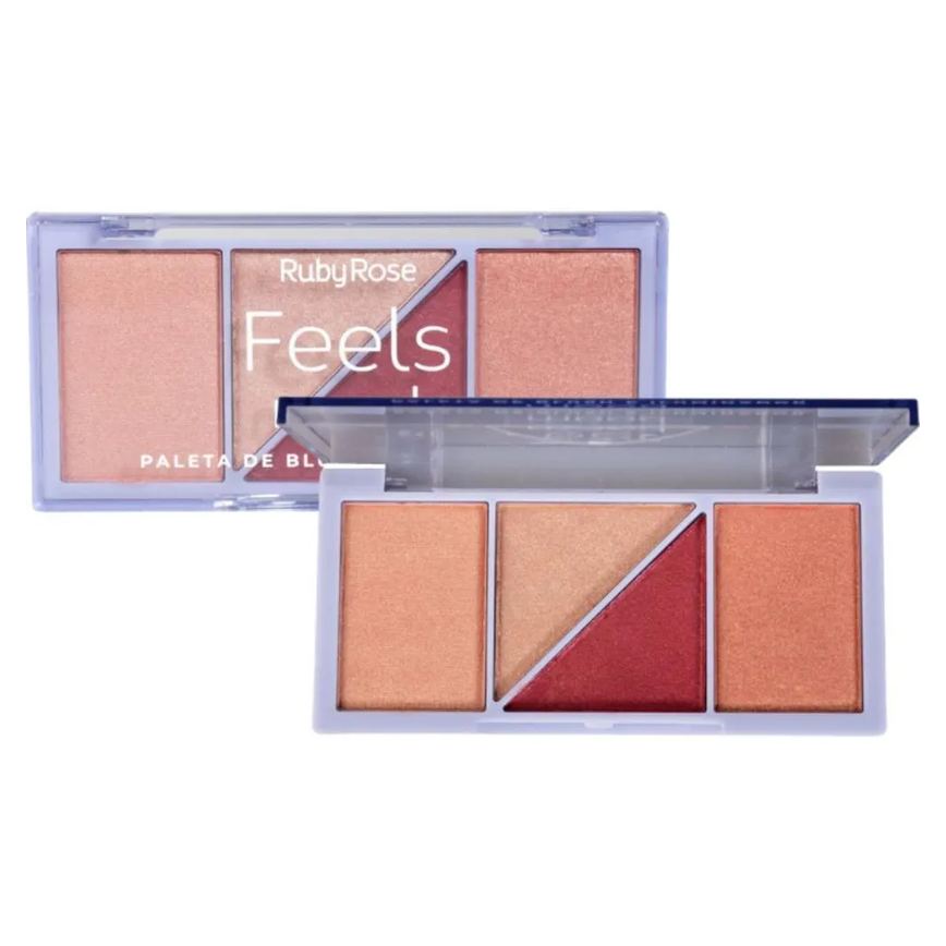 Paleta Blush e Iluminador Ruby Rose Feels 10.3g Hb-7529/2
