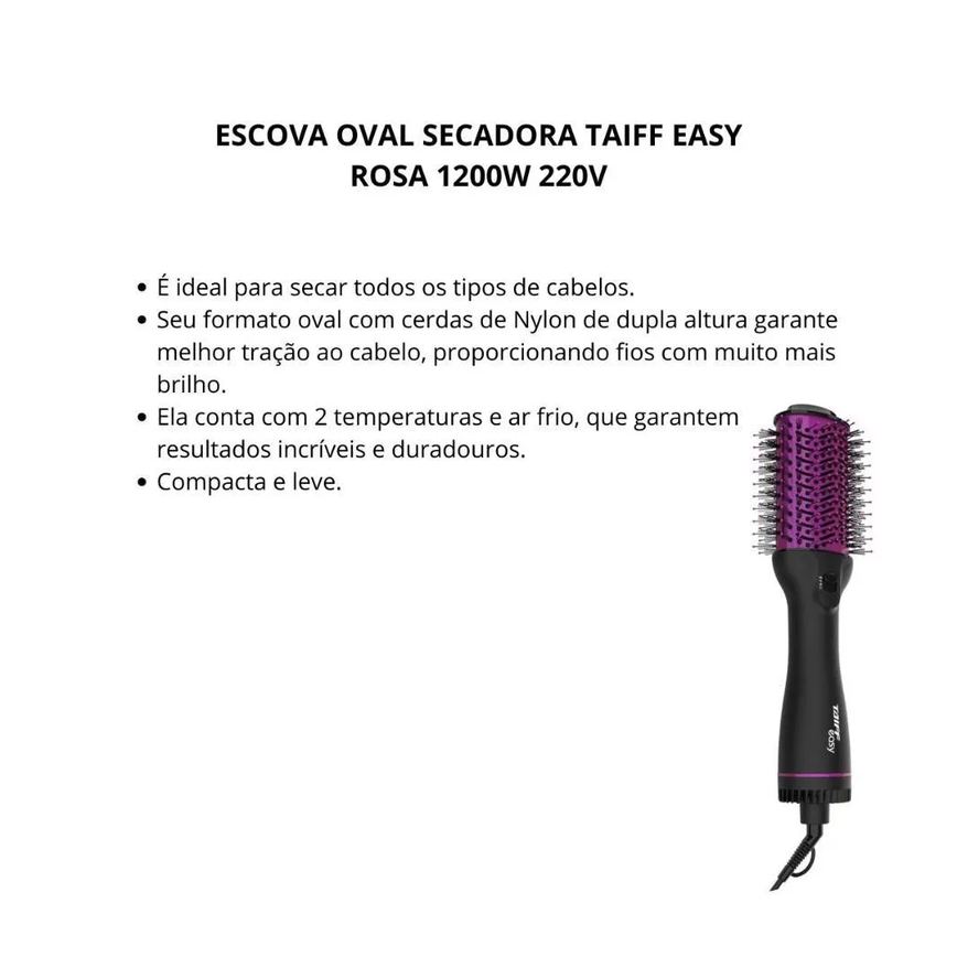Escova Oval Secadora Taiff Easy Pink 1200w 220v