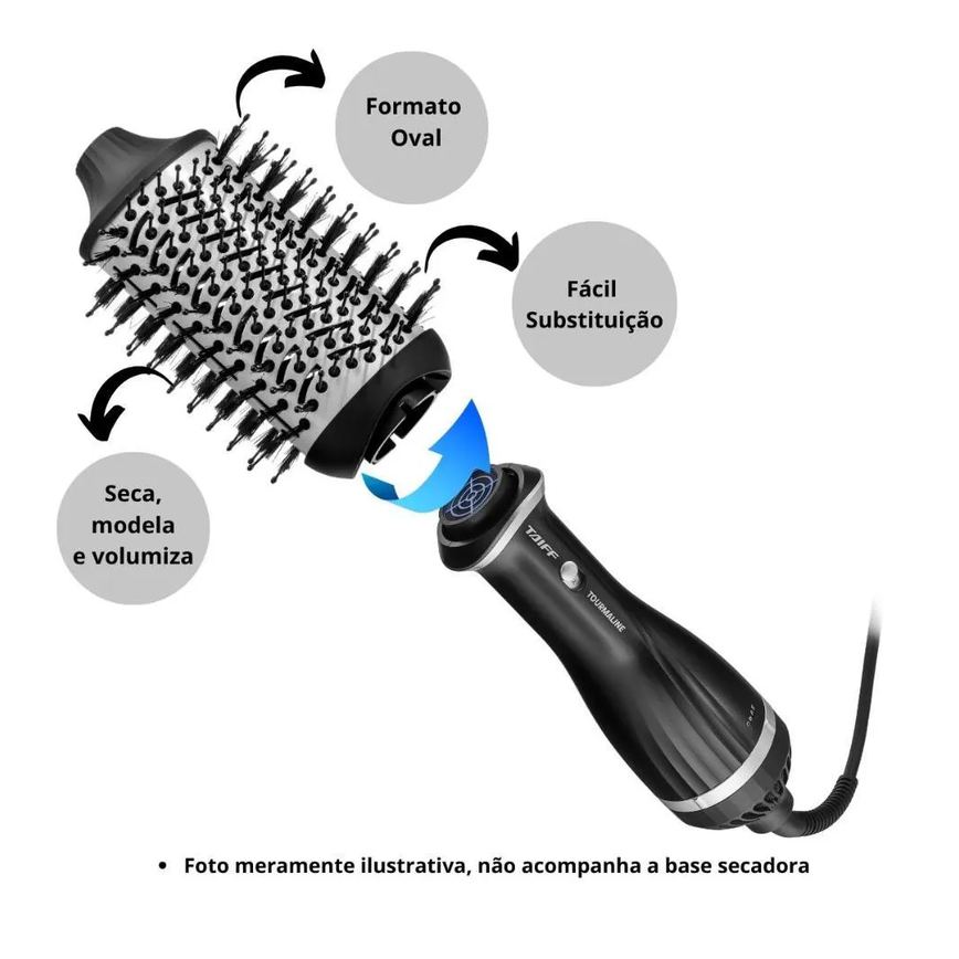 Refil Escova Secadora Taiff Tourmaline Formato Oval
