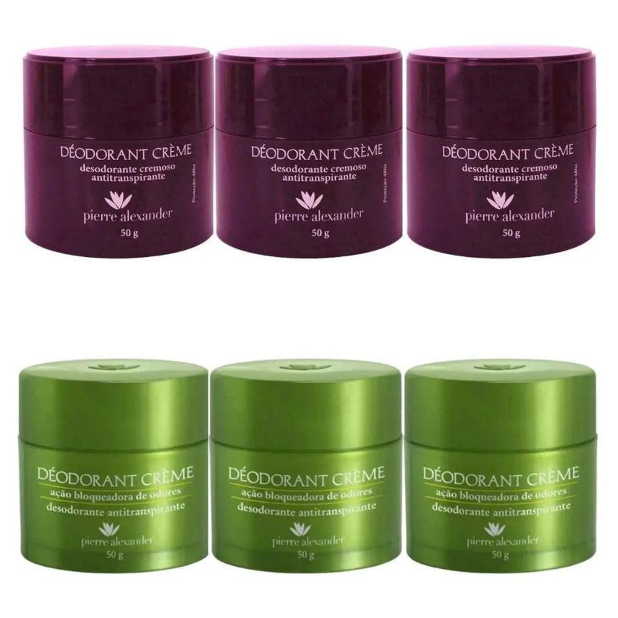 Kit Desodorante Antitranspirante Creme Pierre Alexander 50g 6 unidades