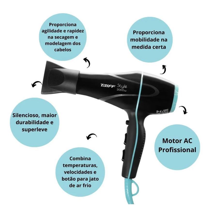Secador Taiff Style Preto 2000w 220v