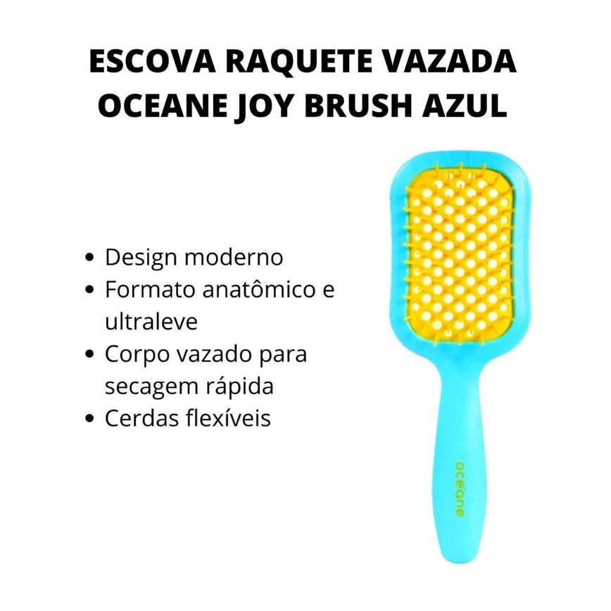 Escova Raquete Vazada Oceane Joy Brush Azul