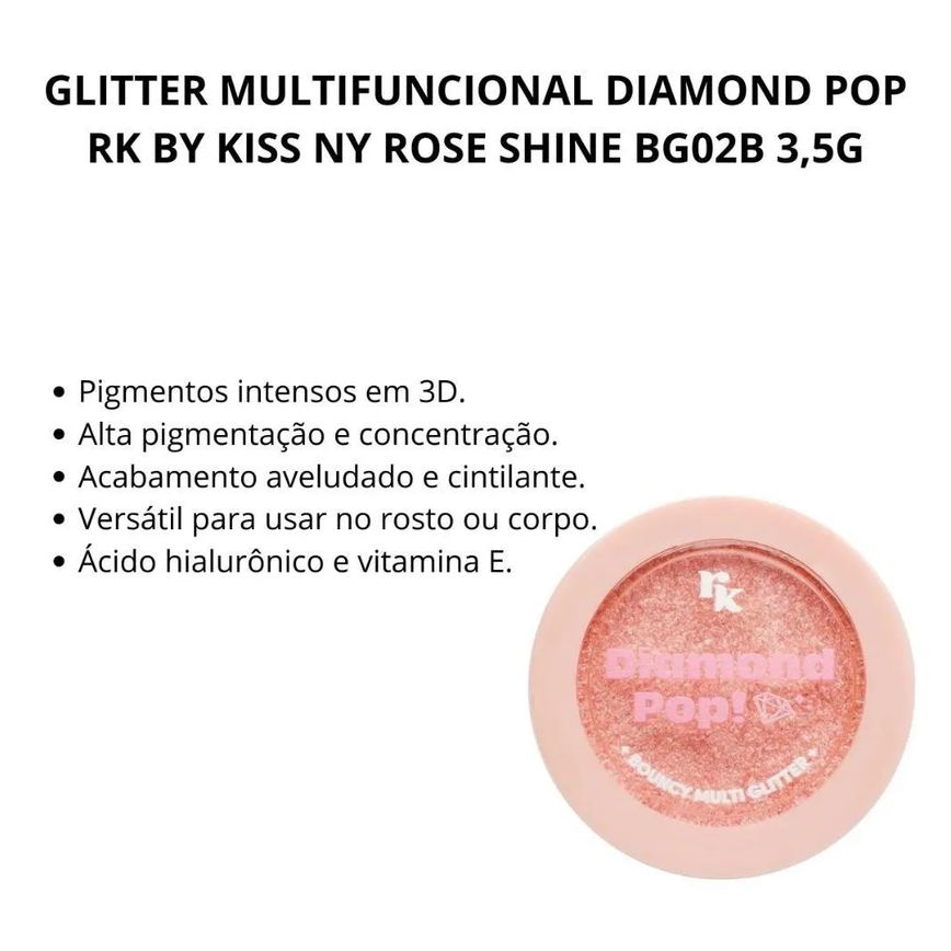 Glitter Multifuncional Diamond Pop Rk By Kiss Ny Rose Shine Bg02b 3,5g
