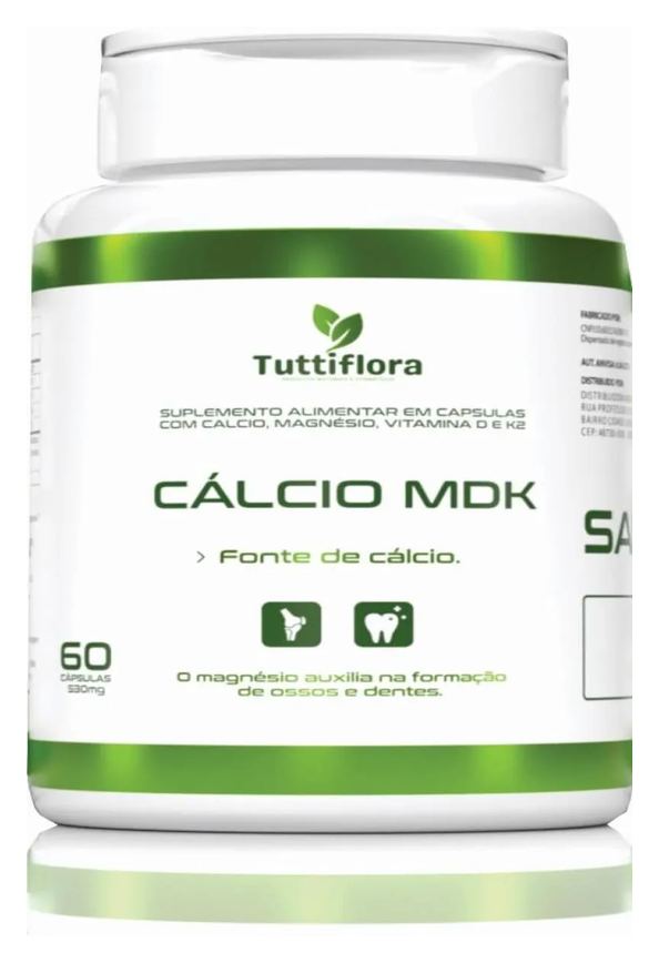 Cálcio Mdk (cálcio, Magnésio, Vitamina D e Vitamina K2) 60 Capsulas de 530mg Tuttiflora