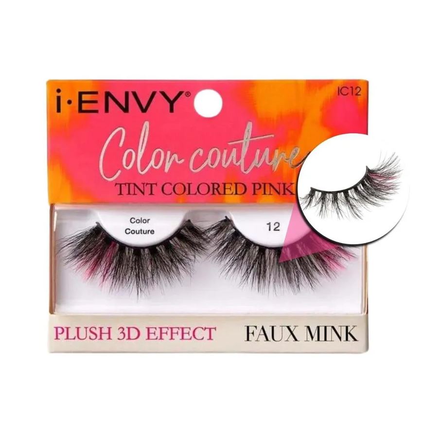 Cílios Postiços Kiss I-envy Color Couture Faux Mink Tint Colored Pink Ic12