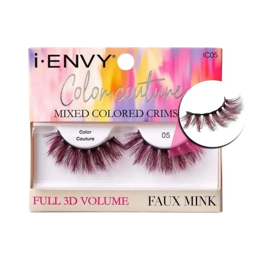 Cílios Postiços Kiss I-envy Color Couture Faux Mink Mixed Colored Crimson Ic05