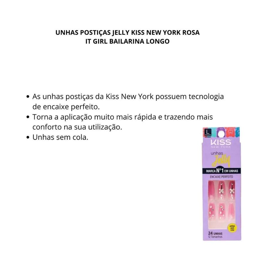 Unhas Postiças Jelly Kiss New York Rosa It Girl Bailarina Longo