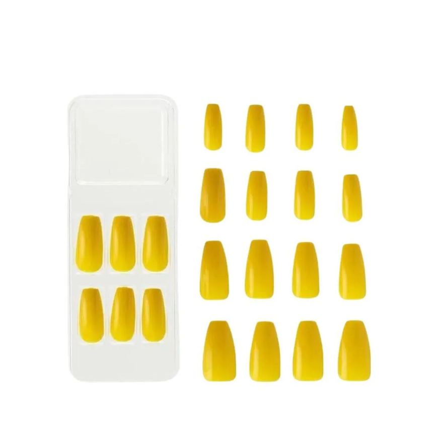 Unhas Postiças Colors Kiss New York Amarelo Canário Bailarina Longo