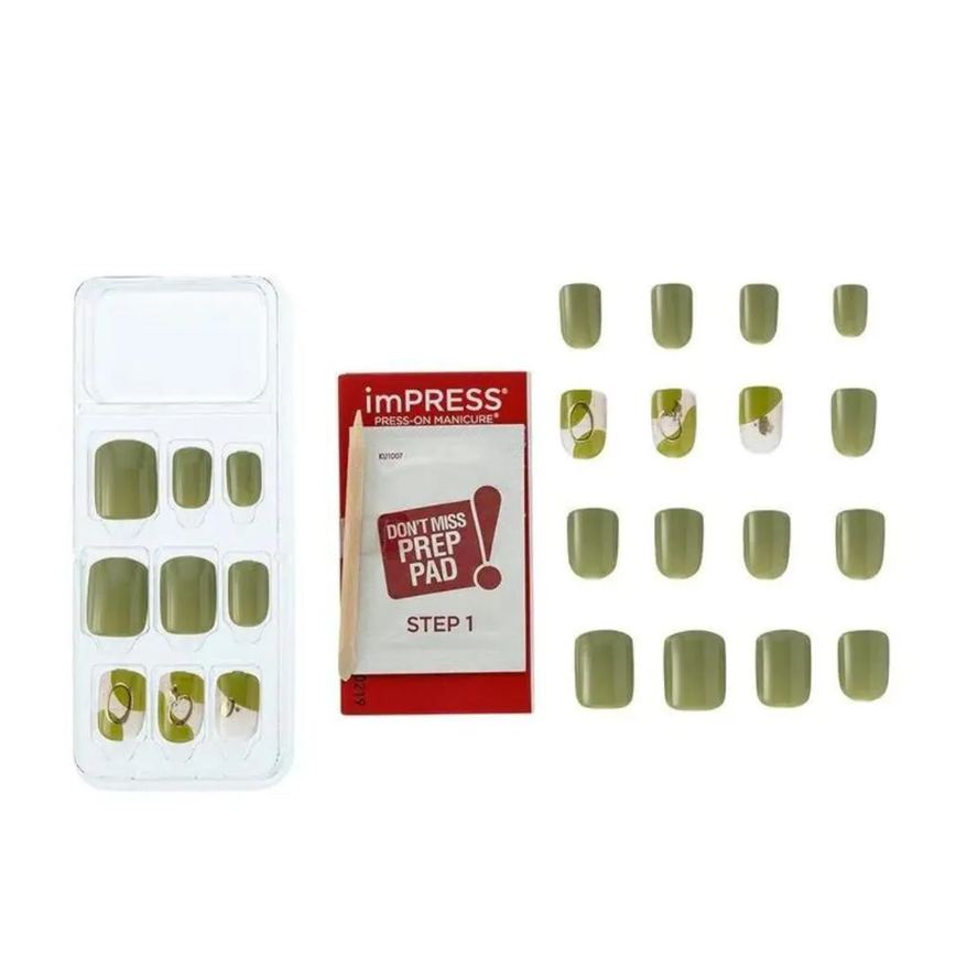 Unhas Autocolantes Kiss Impress Nail Art Before Sunrise Quadrado Curto C/30un Im35b