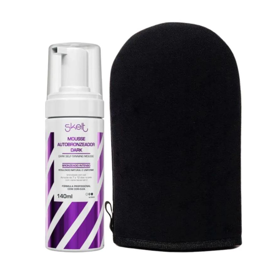 Mousse Autobronzeador Dark Intenso 140ml + Luva Aplicadora Skelt
