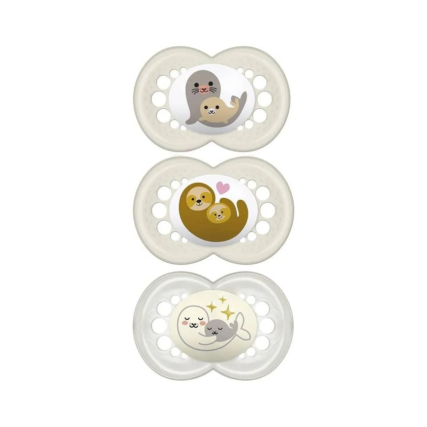 Kit 3 Chupetas Bico em Silicone Original 6M+ Neutra - Mam