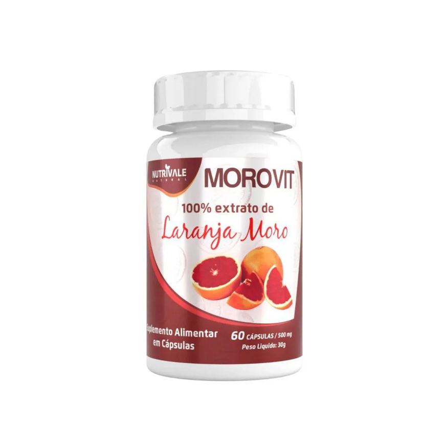 Morovit 100% Extrato de Laranja Moro 60 cápsulas Nutrivale Incolor sem Sabor