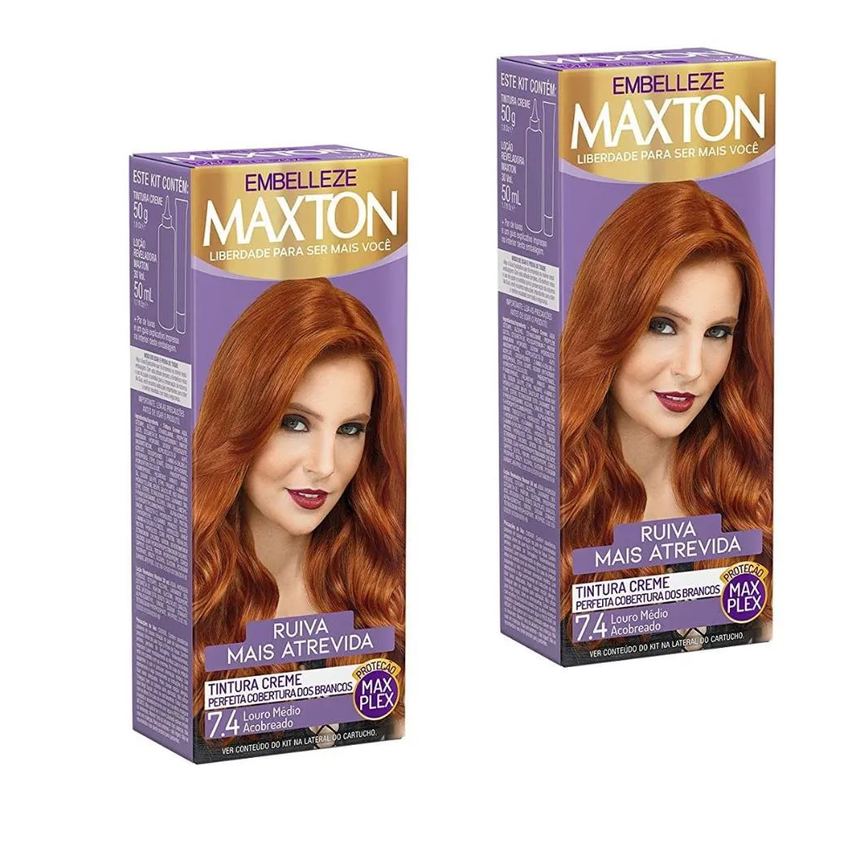 Tintura Maxton 7.4 Ruiva Mais Atrevida (Kit C/ 02Un)
