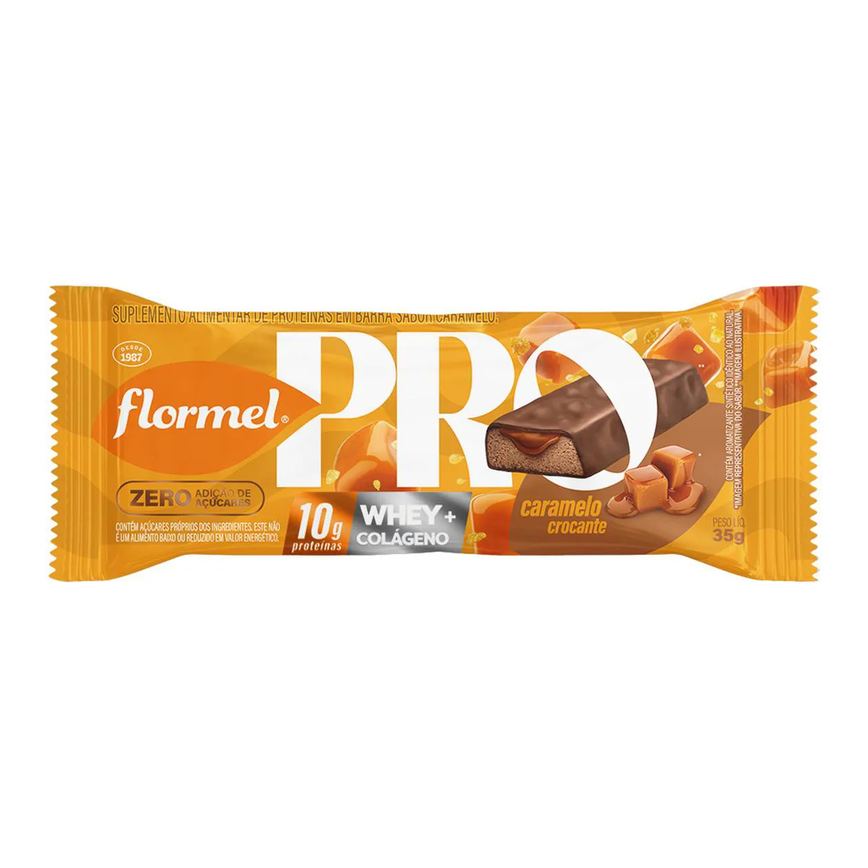 Barra de Proteína Flormel Pro Caramelo Crocante 35g