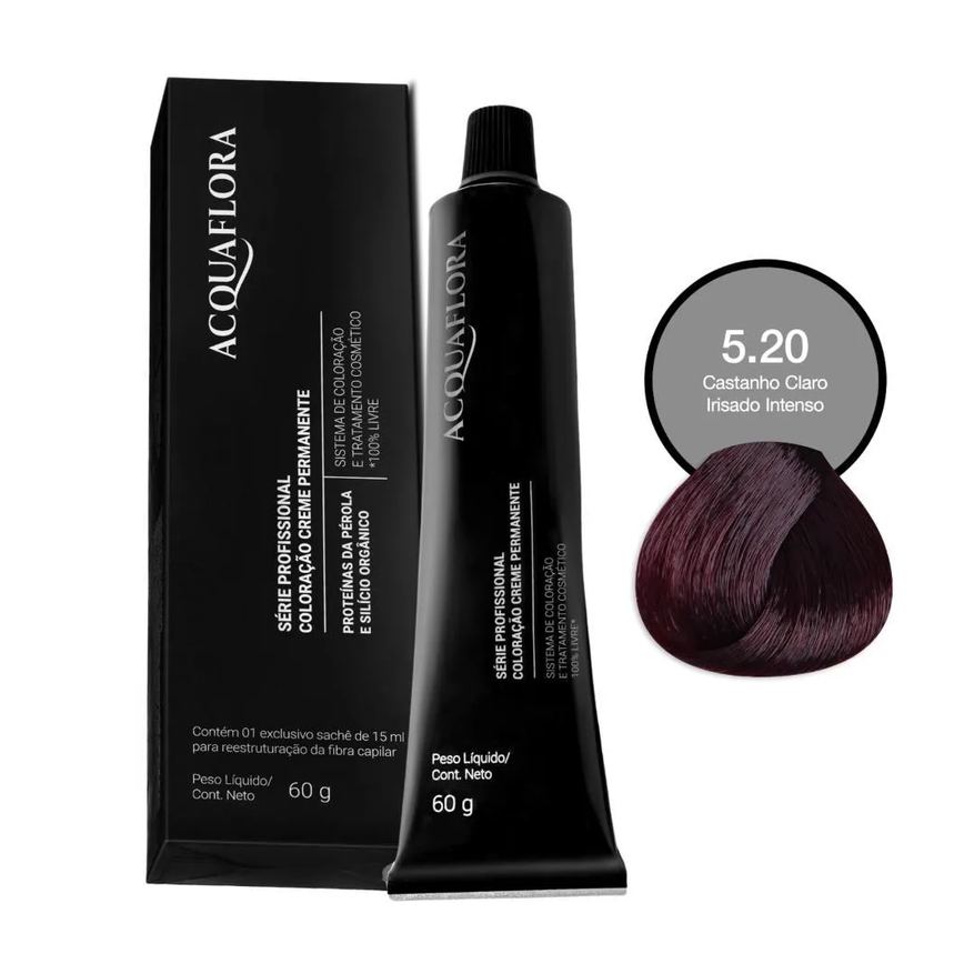 Coloração Acquaflora 5.20 Castanho Claro Irisado Intenso 60g