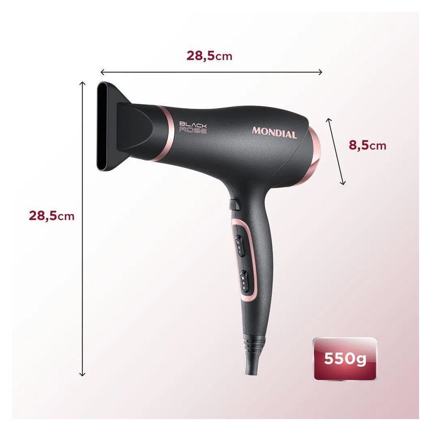 Secador de Cabelos Mondial Black Rose Sc-37 127v 110v