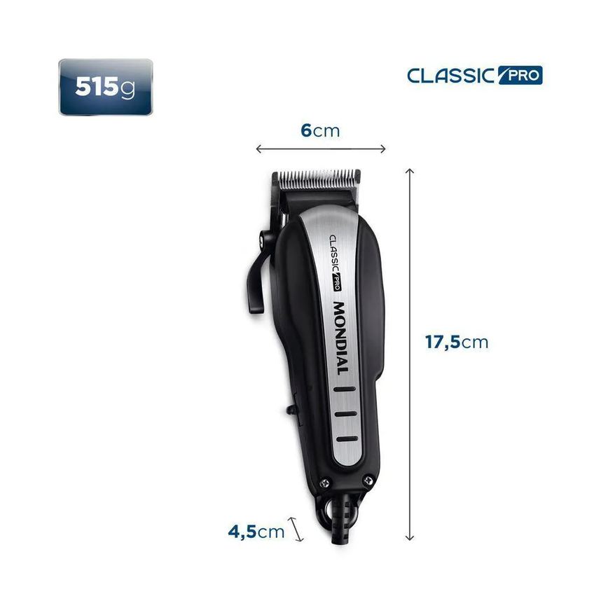 Cortador de Cabelos Mondial Classic Pro 127v Preto/inox 110v