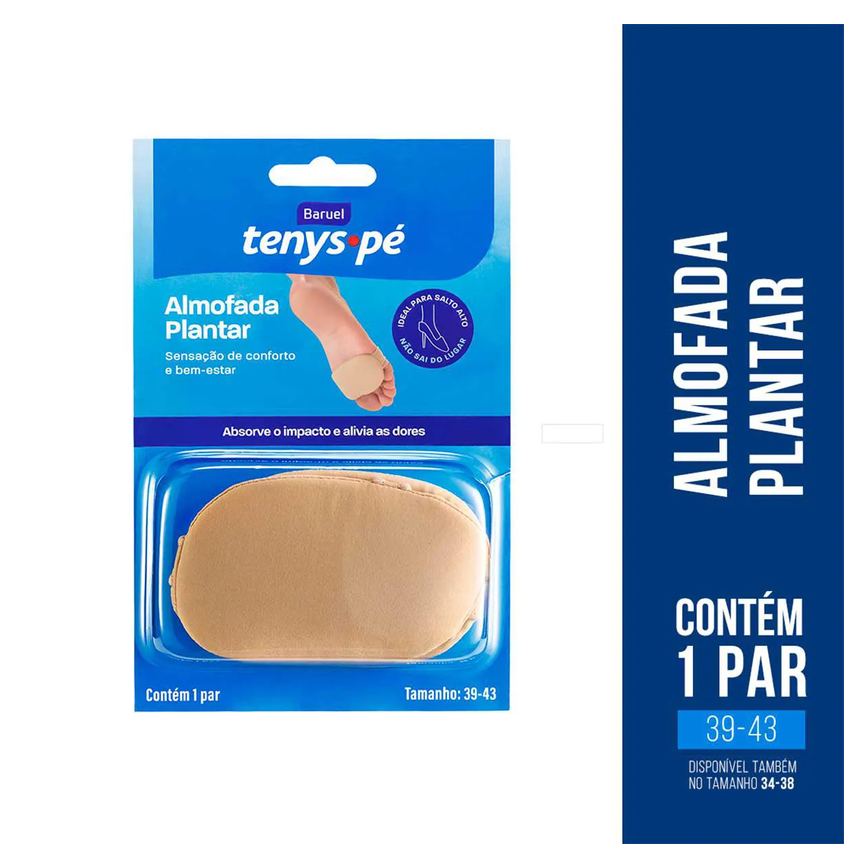 Almofada Plantar Tenys Pé Tamanho 39 - 43 com 1 Par