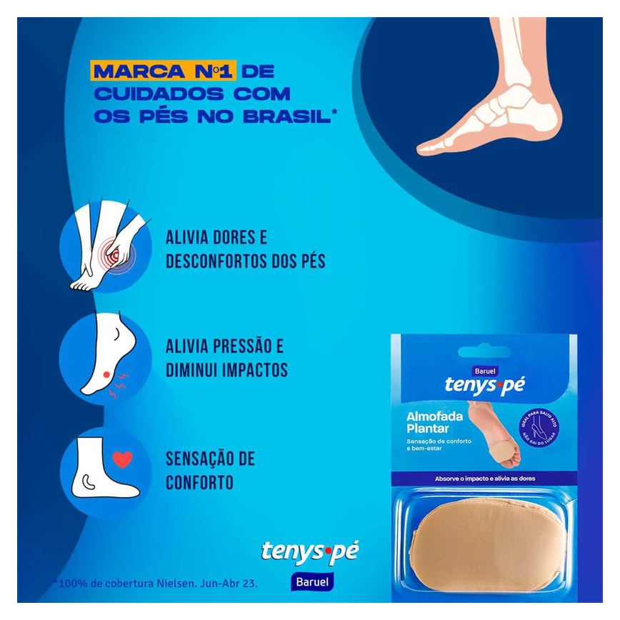 Almofada Plantar Tenys Pé Tamanho 39 - 43 com 1 Par