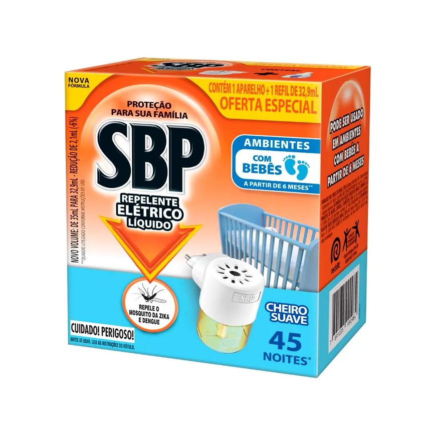 Repelente Eletrico Sbp Com 1 Aparelho+32,9ml Refil