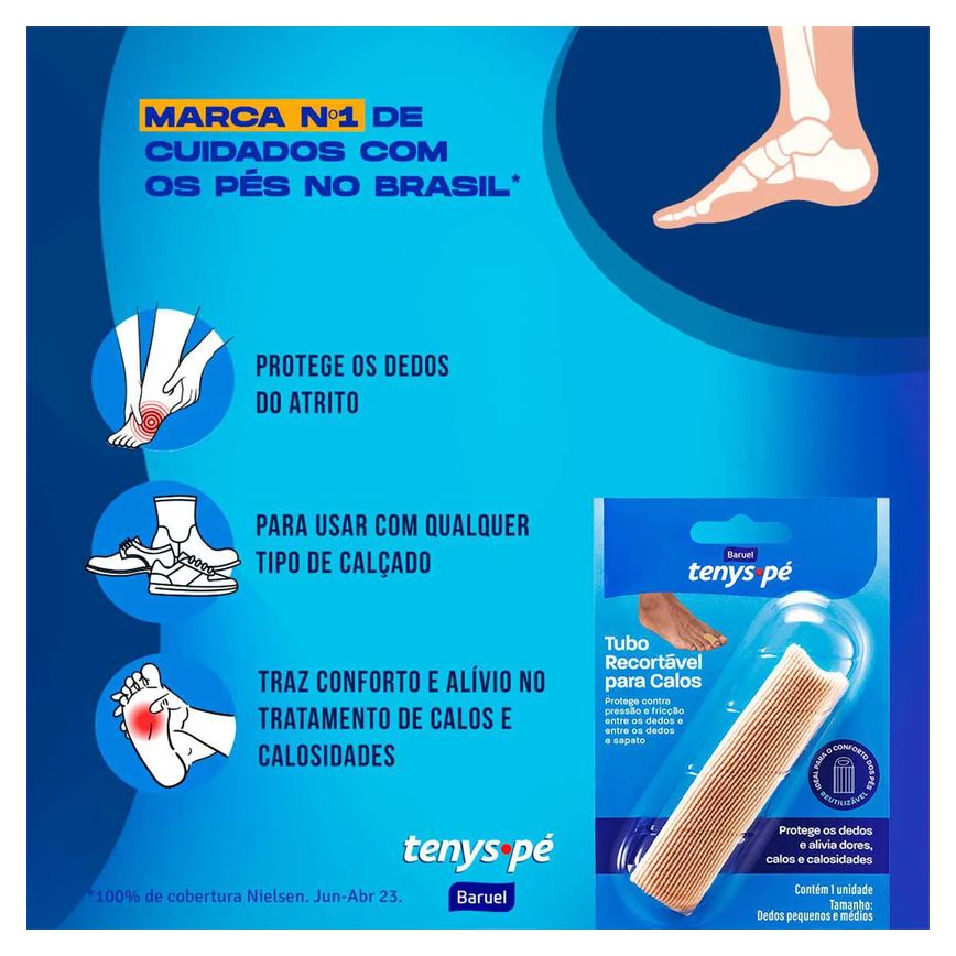 Tubo Recortável para Calos Tenys Pé Tamanho P/M com 1 Unidade