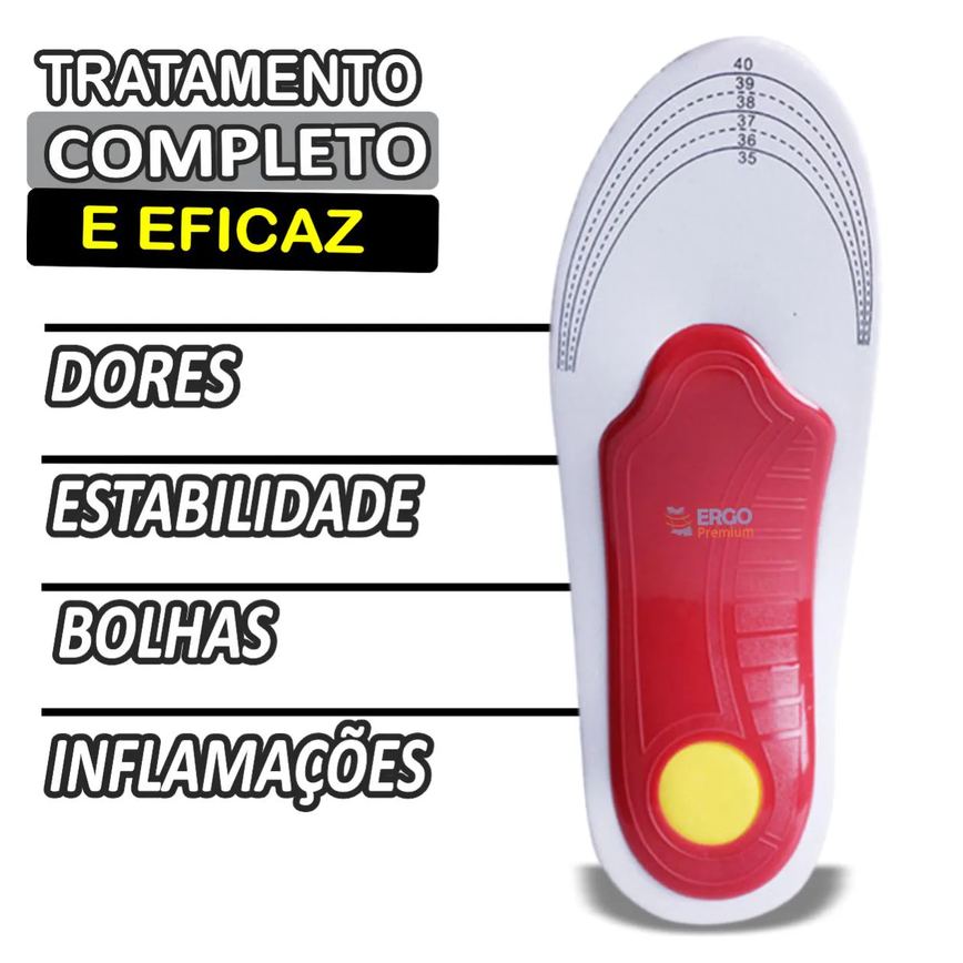 Palmilha Ortopédica Tratamento Pé Chato Fascite Plantar Esporão Original 1par 35a40