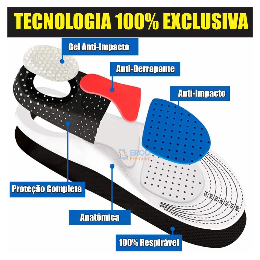 Palmilha Anatômica Anti Dor Tratamento Fascite Plantar e Esporão Original 1par 35a40