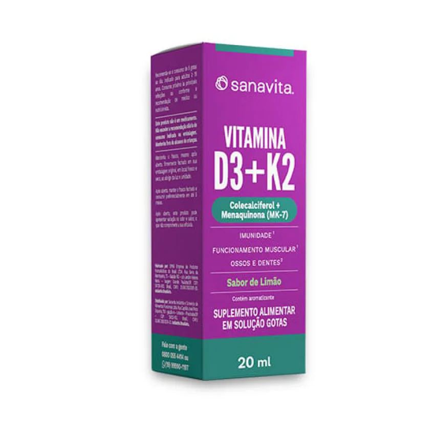 Vitamina D3 + K2 Frasco em Gotas. 20ml
