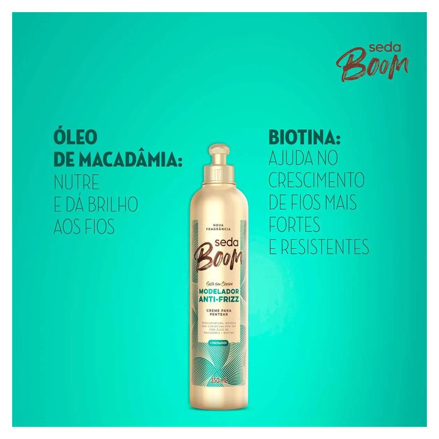 Creme de Pentear Cabelo Cacheado Seda Boom Pro Curvatura Antifrizz 350ml