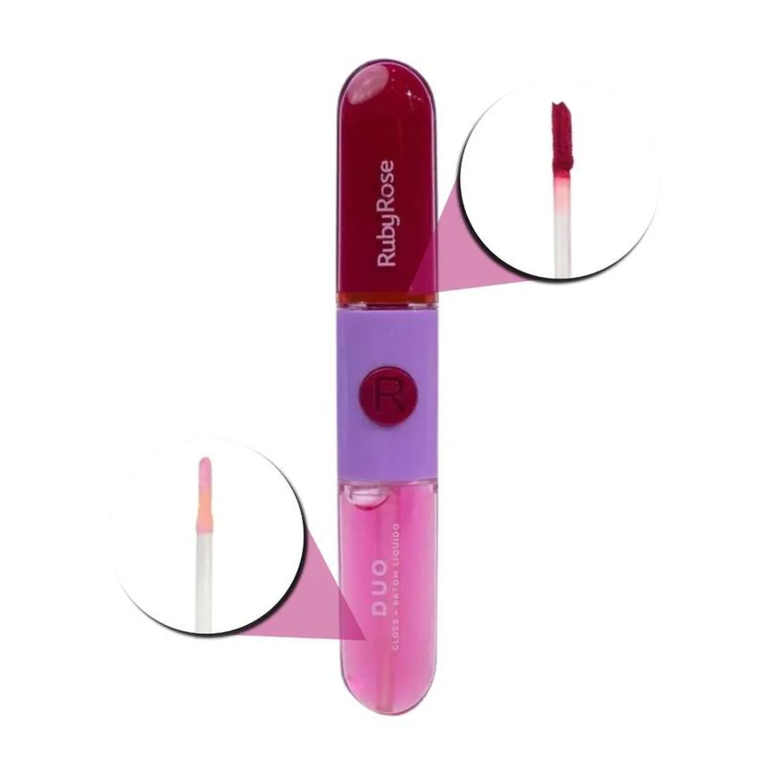 Gloss + Batom Líquido Duo Ruby Rose Ld03 9,6g