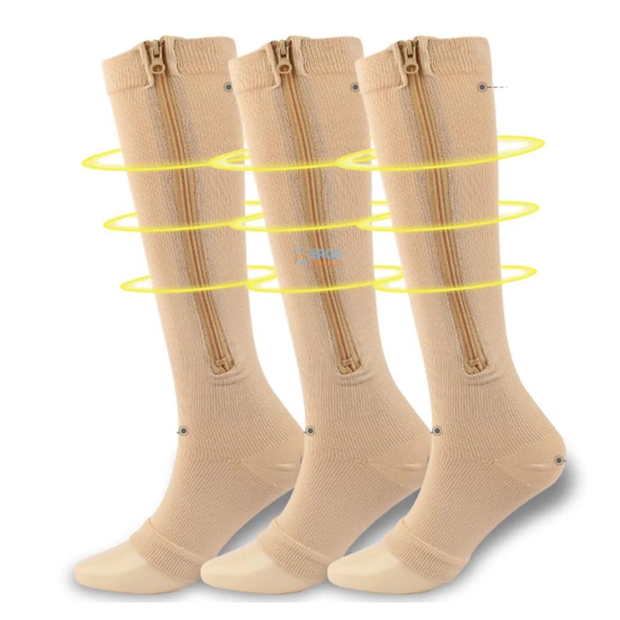 3 Pares de Meia 3/4 Média Compressão 20-30mmhg com Ziper Original 1par 35a40