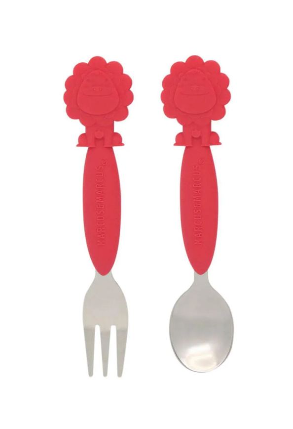 Jogo de Colher e Garfo com Inox Leão Marcus Marcus (em Silicone e Inox) - Marcus & Marcus