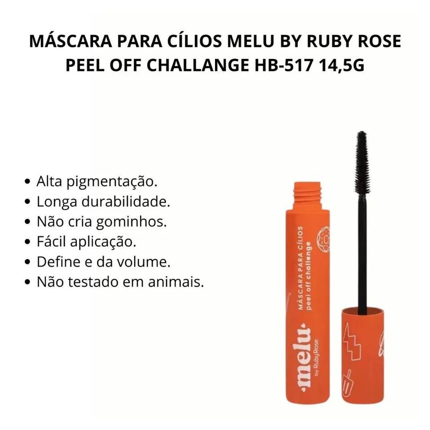 Máscara para Cílios Melu By Ruby Rose Peel Off Challange Hb-517 14,5g