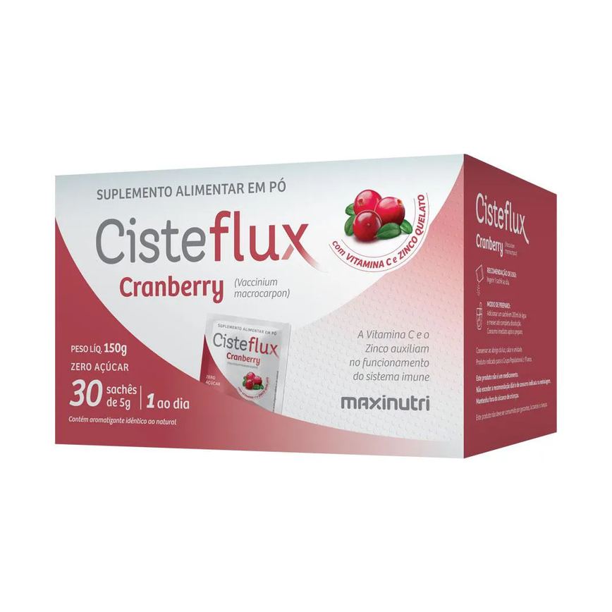 Cisteflux Cranberry Acido Ascórbico e Bisglicinato de Zinco 30 Saches