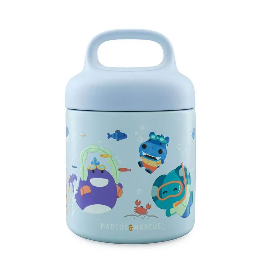 Garrafa Pote com Alça 300ml Sealife Azul - Marcus&marcus
