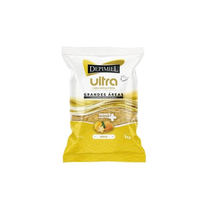 Cera Quente Depilatória em Pérolas Depimiel Ultra Gold Mel 1000gr